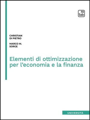 cover image of Elementi di ottimizzazione per l'economia e la finanza